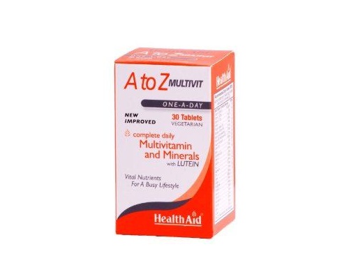 Health Aid A to Z MULTIVIT Πολυβιταμίνες με μέταλλα συμπλήρωμα διατροφής ιδανικό για εφήβους, μητέρες και αθλητές 30 ταμπλέτες  Health Aid A to Z MULTIVIT Πολυβιταμίνες με μέταλλα συμπλήρωμα διατροφής ιδανικό για εφήβους, μητέρες και αθλητές 30 ταμπλέτες