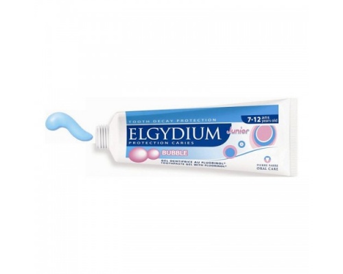 Elgydium Junior Bubble Oδοντόπαστα με γεύση τσίχλα, καλύτερη προστασία από την τερηδόνα των μόνιμων δοντιών σε παιδιά ηλικία 7 - 12 ετών  50 ml Elgydium Junior Bubble Oδοντόπαστα με γεύση τσίχλα, καλύτερη προστασία από την τερηδόνα των μόνιμων δοντιών σε παιδιά ηλικία 7 - 12 ετών  50 ml