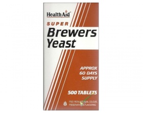 Health Aid Super Brewers Yeast Vitamin B Μαγιά 500 ταμπλέτες, Συμπλήρωμα Διατροφής για τη διατήρηση υγιούς επιδερμίδας, των οφθαλμών, των μαλλιών και της πεπτικής οδού. 