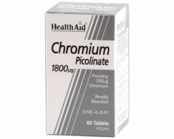 Health Aid Chromium Picolinate 1800mg Για Ενίσχυση Αδυνατίσματος,  60 ταμπλέτες