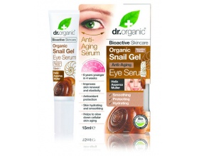 Dr. Organic Snail Gel Eye Serum 15ml,  Αντιγηραντικός ορός για τα μάτια με έκκριμα σαλιγκαριού που ενυδατώνει, προστατεύει και αναζωογονεί την επιδερμίδα
