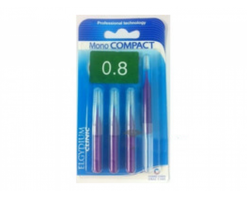 ELGYDIUM Clinic Mono Compact 0.8mm, Μεσοδόντεια βουρτσάκια, για την απομάκρυνση της πλάκας & των τροφών, 4 τμχ.