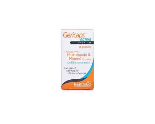 Health Aid Gericaps Active Πολυβιταμίνες & μέταλλα με τζίνσενγκ & τζίνκγο 30 κάψουλες  Health Aid Gericaps Active Πολυβιταμίνες & μέταλλα με τζίνσενγκ & τζίνκγο 30 κάψουλες