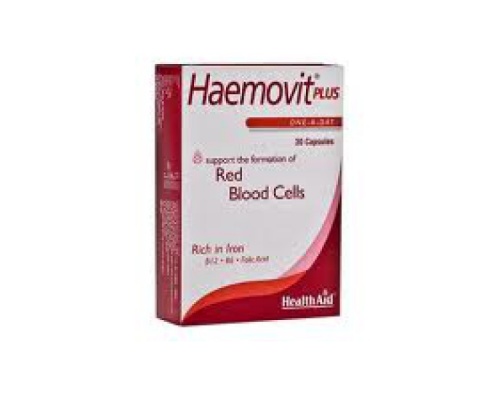 Health Aid Haemovit plus Συνδυασμός  Για υγιές αιμοποιητικό σύστημα περιέχει βιταμίνη Β12, σίδηρο, ψευδάργυρο, βιταμίνη C, φολικό οξύ 30 κάψουλες Health Aid Haemovit plus Συνδυασμός  Για υγιές αιμοποιητικό σύστημα περιέχει βιταμίνη Β12, σίδηρο, ψευδάργυρο, βιταμίνη C, φολικό οξύ 30 κάψουλες