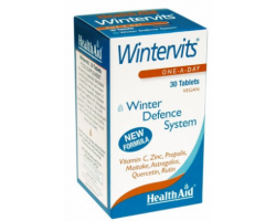 Health Aid Wintervits 30 ταμπλέτες, Συμπλήρωμα Διατροφής με βιταμίνη C, Ψευδάργυρο, Πρόπολη, Μαϊτάκε και Αστράγαλους για την ενίσχυση της άμυνας του οργανισμού και την ταχύτερη ανάρρωση απο κρυολογήματα Health Aid Wintervits 30 ταμπλέτες, Συμπλήρωμα Διατροφής με βιταμίνη C, Ψευδάργυρο, Πρόπολη, Μαϊτάκε και Αστράγαλους για την ενίσχυση της άμυνας του οργανισμού και την ταχύτερη ανάρρωση απο κρυολογήματα
