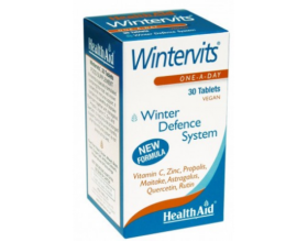 Health Aid Wintervits 30 ταμπλέτες, Συμπλήρωμα Διατροφής με βιταμίνη C, Ψευδάργυρο, Πρόπολη, Μαϊτάκε και Αστράγαλους για την ενίσχυση της άμυνας του οργανισμού και την ταχύτερη ανάρρωση απο κρυολογήματα