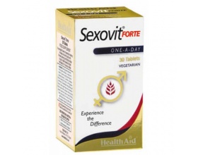 Health Aid SEXOVIT Forte συνδυασμός από Bιταμίνες, Mέταλλα και Aμινοξέα μαζί με Tζίνσενγκ & Tζίνγκο Mπιλόμπα για μέγιστο αποτέλεσμα στις σεξουαλικές επιδόσεις του άνδρα ή της γυναίκας 30 ταμπλέτες
