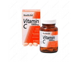  Health Aid Vitamin C 1000mg 30 μασώμενες ταμπλέτες, Συμπλήρωμα Διατροφής που έχει αντιοξειδωτική δράση ενώ διατηρεί την υγεία των κυττάρων και των αγγείων του αίματος