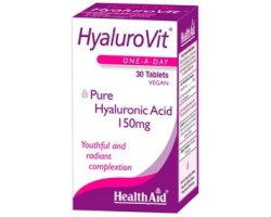Health Aid HyaluroVit hyaluronic acid  150mg Υαλουρονικό οξύ για νεανικό & λαμπερό δέρμα 30 ταμπλέτες Health Aid HyaluroVit hyaluronic acid  150mg Υαλουρονικό οξύ για νεανικό & λαμπερό δέρμα 30 ταμπλέτες