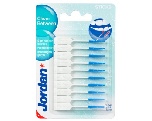 Jordan Clean Between Brushes, Μεσοδόντια βουρτσάκια πολλαπλών χρήσεων, 20 τεμ.: Πολύ καλό καθαρισμό λόγω των ινών από σιλικόνη που παρασύρουν τροφή, πλάκα, και μικροοργανισμούς, με μεγάλη διάρκεια ζωής