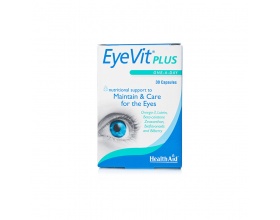 Health Aid Eyevit Plus Συνδυασμός από διατροφικά συστατικά, με ευεργετική δράση για τη διατήρηση και ενίσχυση της όρασης 30 κάψουλες Health Aid Eyevit Plus Συνδυασμός από διατροφικά συστατικά, με ευεργετική δράση για τη διατήρηση και ενίσχυση της όρασης 30 κάψουλες