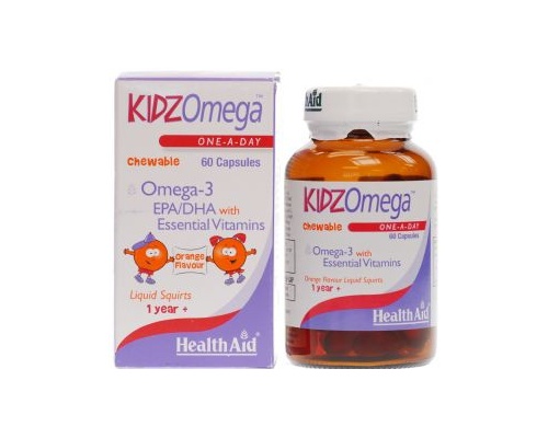 Health Aid Kidz Omega Μασώμενη πολυβιταμίνη Ειδική σύνθεση για παιδιά με Omega 3 & βιταμίνες A ,D & E 60 κάψουλες  Health Aid Kidz Omega Μασώμενη πολυβιταμίνη Ειδική σύνθεση για παιδιά με Omega 3 & βιταμίνες A ,D & E 60 κάψουλες