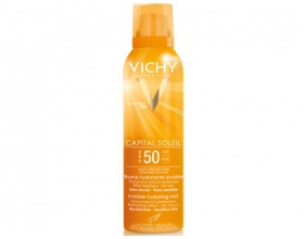 Vichy Capital Soleil Ενυδατικό Αόρατο Αντηλιακό MIST SPF 50 με MEXORYL  ιδανικό για τις ευαίσθητες επιδερμίδες 200ml