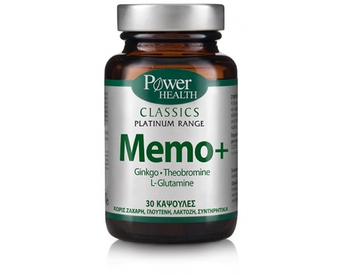 Power Health Classics Platinum MEMO+, w/ Ginkgo, L-Glutamine & Theobromine, Συμπλήρωμα διατροφής για την βελτίωση της μνήμης, της συγκέντρωσης & της νοητικής απόδοσης. Κατάλληλο για ηλικές άνω των 50 ετών, 30 caps Power Health Classics Platinum MEMO+, w/ Ginkgo, L-Glutamine & Theobromine, Συμπλήρωμα διατροφής για την βελτίωση της μνήμης, της συγκέντρωσης & της νοητικής απόδοσης. Κατάλληλο για ηλικές άνω των 50 ετών, 30 caps