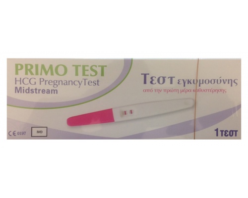 Primo Test, Τεστ Εγκυμοσύνης από την πρώτη μέρα καθυστέρησης 1 τεμάχιο Primo Test, Τεστ Εγκυμοσύνης από την πρώτη μέρα καθυστέρησης 1 τεμάχιο