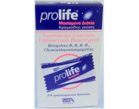 PROLIFE Προβιοτικά & Πρεβιοτικά & Βιταμίνες Β1,Β2,Β6,Β12  , 24 μασώμενα δισκία
