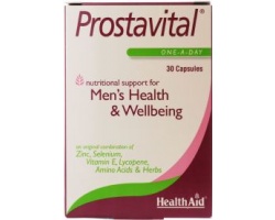 Health Aid Prostavital Συνδυασμός από Βιταμίνες, Μέταλλα & Saw Palmetto με Λυκοπένη για τον προστάτη 30 κάψουλες Health Aid Prostavital Συνδυασμός από Βιταμίνες, Μέταλλα & Saw Palmetto με Λυκοπένη για τον προστάτη 30 κάψουλες