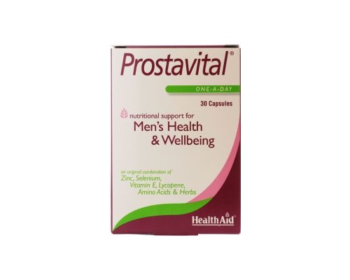 Health Aid Prostavital Συνδυασμός από Βιταμίνες, Μέταλλα & Saw Palmetto με Λυκοπένη για τον προστάτη 30 κάψουλες Health Aid Prostavital Συνδυασμός από Βιταμίνες, Μέταλλα & Saw Palmetto με Λυκοπένη για τον προστάτη 30 κάψουλες