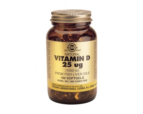 SOLGAR Vitamin D3 1000 IU (25μg) , συμπλήρωμα διατροφής για την καλή υγεία των οστών, του νευρικού συστήματος και για την προστασία του ανθρώπινου οργανισμού από αυτοάνοσα νοσήματα και καρδιοπάθειες 100 softgels