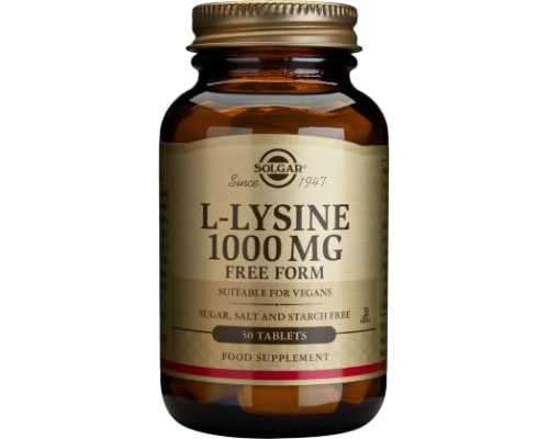 Solgar L-LYSINE 1000mg Συμπλήρωμα διατροφής L- Λυσίνης Θειούχο αμινοξύ με αντιοξειδωτικές ιδιότητες 50 ταμπλέτες Solgar L-LYSINE 1000mg Συμπλήρωμα διατροφής L- Λυσίνης Θειούχο αμινοξύ με αντιοξειδωτικές ιδιότητες 50 ταμπλέτες