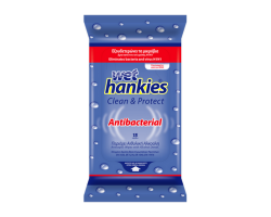MEGA WET HANKIES Antibacterial Μαντηλάκια αντιβακτηριδιακά με αιθυλική αλκοόλη 15 τεμάχια  MEGA WET HANKIES Antibacterial Μαντηλάκια αντιβακτηριδιακά με αιθυλική αλκοόλη 15 τεμάχια
