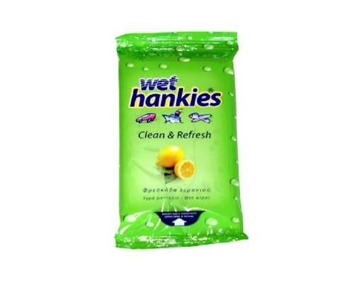 MEGA WET HANKIES Μαντηλάκια αντιβακτηριδιακά με αιθυλική αλκοόλη με άρωμα λεμόνι 15 τεμάχια  MEGA WET HANKIES Μαντηλάκια αντιβακτηριδιακά με αιθυλική αλκοόλη με άρωμα λεμόνι 15 τεμάχια