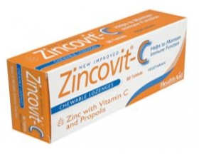 Health Aid Zincovit-C and propolis -Βιταμίνη C και πρόπολη 60 μασώμενες ταμπλέτες