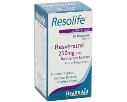 Health Aid Resolife, Resveratrol 250mg, Ευεργετική για την προστασία του καρδιαγγειακού, 60 caps   Health Aid Resolife, Resveratrol 250mg, Ευεργετική για την προστασία του καρδιαγγειακού, 60 caps