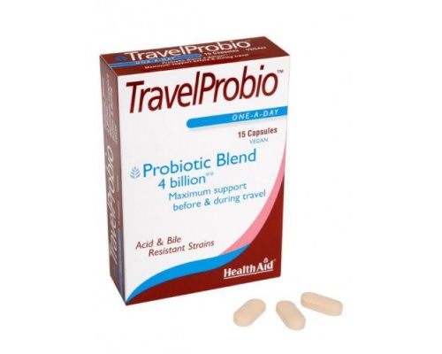 Health Aid Travel Probio, Απαραίτητο για την ισορροπία της εντερικής χλωρίδας, την καλή πέψη & για συχνά ταξίδια τα οποία ενδεχομένως να διαταράσσουν τους βιολογικούς ρυθμούς 15 caps   Health Aid Travel Probio, Απαραίτητο για την ισορροπία της εντερικής χλωρίδας, την καλή πέψη & για συχνά ταξίδια τα οποία ενδεχομένως να διαταράσσουν τους βιολογικούς ρυθμούς 15 caps