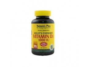 Nature's Plus Adult's Chewable Vitamin D3 1000 IU 90 tabs, Βοηθάει τον οργανισμό να απορροφήσει καλύτερα το ασβέστιο και τον φώσφορο και έτσι μειώνει τον κίνδυνο για οστεοπόρωση