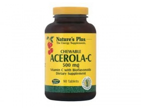 Nature's Plus Acerola-C Complex 500 mg 90 chewable tabs, Συμπλήρωμα Διατροφής που ενισχύει το ανοσοποιητικό και βοηθάει να αντιμετωπιστούν οι αλλεργίες, κρυολογήματα και οι έρπεις