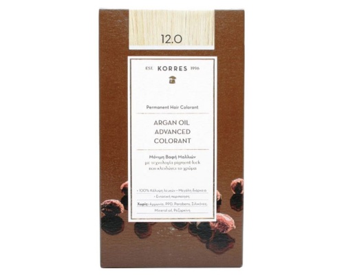 KORRES 12.0 Βαφή Μαλλιών με Έλαιο Argan & φυτική Κερατίνη ΞΑΝΘΟ 50ml KORRES 12.0 Βαφή Μαλλιών με Έλαιο Argan & φυτική Κερατίνη ΞΑΝΘΟ 50ml
