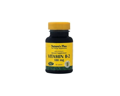 Nature's Plus Vitamin B2 (Ριβοφλαβίνη) 100 mg 90 tabs, Στηρίζει το Σχηματισμό των Ερυθρών Αιμοσφαιρίων, το Μεταβολισμό των Λιπών & των Υδατανθράκων & την καλή υγεία του Νευρικού Συστήματος 