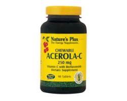 Nature's Plus Acerola-C Complex 250 mg 90 chewable tabs, Συνπλήρωμα Διατροφής που ενισχύει το ανοσοποιητικό και βοηθάει να αντιμετωπιστούν οι αλλεργίες, κρυολογήματα και οι έρπεις