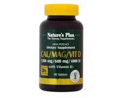 Nature's Plus Cal/Mag/Vit D3 90 tabs, Φόρμουλα που  εξειδικεύεται για παθήσεις των οστών όπως οστεοπόρωση, οστεοπενία Nature's Plus Cal/Mag/Vit D3 90 tabs, Φόρμουλα που  εξειδικεύεται για παθήσεις των οστών όπως οστεοπόρωση, οστεοπενία