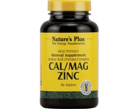 Nature's Plus Cal/Mag/Zinc 1,000/500/75 mg 90 tabs, Συμπλήρωμα Διατροφής που βοηθά στην υγιή ανάπτυξη των οστών και την ομαλή λειτουργία των κυττάρων. 