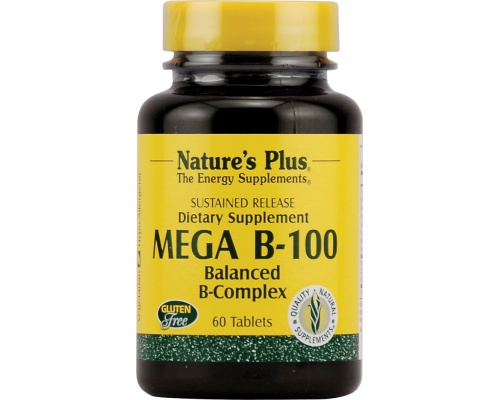 Nature's Plus Vitamin Mega B 100 60 tabs, Βιταμίνη B 100 για την Καλή Υγεία του Νευρικού & Ανοσοποιητικού Συστήματος και για Υγιή Μαλλιά & Δέρμα Nature's Plus Vitamin Mega B 100 60 tabs, Βιταμίνη B 100 για την Καλή Υγεία του Νευρικού & Ανοσοποιητικού Συστήματος και για Υγιή Μαλλιά & Δέρμα