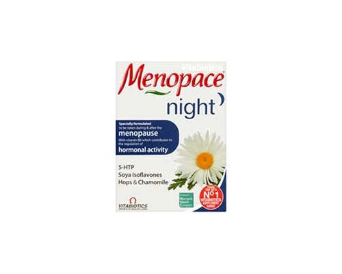 Vitabiotics Menopace night 30 tablets, Συμπλήρωμα Διατροφής με ισοφλαβόνες σόγιας, χαμομήλι, λυκίσκο,5-ΗTP, βιταμίνες και μέταλλα κατα τη διάρκεια και μετά την εμμηνόπαυση Vitabiotics Menopace night 30 tablets, Συμπλήρωμα Διατροφής με ισοφλαβόνες σόγιας, χαμομήλι, λυκίσκο,5-ΗTP, βιταμίνες και μέταλλα κατα τη διάρκεια και μετά την εμμηνόπαυση