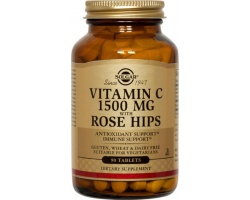 Solgar Vitamin C 1500mg with Rose Hips 90tabs,  Βιταμίνη C με καρπούς Αγριοτριανταφυλλιάς που επιταχύνει & μεγιστοποιεί την απορρόφηση & αποτελεσματικότητα της βιταμίνης C 