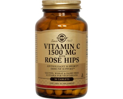 Solgar Vitamin C 1500mg with Rose Hips 90tabs,  Βιταμίνη C με καρπούς Αγριοτριανταφυλλιάς που επιταχύνει & μεγιστοποιεί την απορρόφηση & αποτελεσματικότητα της βιταμίνης C  Solgar Vitamin C 1500mg with Rose Hips 90tabs,  Βιταμίνη C με καρπούς Αγριοτριανταφυλλιάς που επιταχύνει & μεγιστοποιεί την απορρόφηση & αποτελεσματικότητα της βιταμίνης C