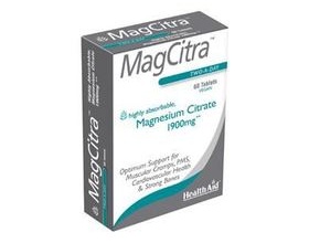 Health Aid MagCitra Magnesium Citrate 1900mg 60 tabs, Απαραίτητο για την καρδιακή υγεία και την αντιμετώπιση των κραμπών, συνιστάται για την περίοδο της εγκυμοσύνης & του θηλασμού 