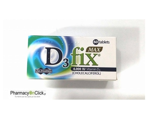 Uni-Pharma, D3 Fix Max 4000IU Βιταμίνη D3, 60 δισκία  Uni-Pharma, D3 Fix Max 4000IU Βιταμίνη D3, 60 δισκία