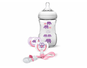 Philips Avent, SCD628/0,1 Σετ Δώρου με Πλαστικό Μπιμπερό Μώβ Natural, 260ml, 2 x Ρόζ Πιπίλες Σιλικόνης με Κρίκο 6-18m & 1 Κλιπ Πιπίλας Philips Avent, SCD628/0,1 Σετ Δώρου με Πλαστικό Μπιμπερό Μώβ Natural, 260ml, 2 x Ρόζ Πιπίλες Σιλικόνης με Κρίκο 6-18m & 1 Κλιπ Πιπίλας