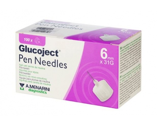 A.Menarini Glucoject Pen Needles Βελόνες για Πένα Ινσουλίνης 31Gx6mm, 100τμχ A.Menarini Glucoject Pen Needles Βελόνες για Πένα Ινσουλίνης 31Gx6mm, 100τμχ
