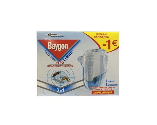 Baygon Liquid Υγρό προσφορά  -1€, 27 ml + 1 Ανταλλακτικό Baygon Liquid Υγρό προσφορά  -1€, 27 ml + 1 Ανταλλακτικό