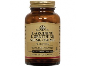 Solgar L-Arginine L-Ornithine 500/250mg Συνδυασμός αμινοξέων ιδανικός για αθλητές, 50caps