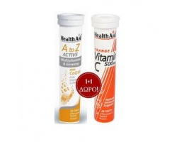 Health Aid A to Z Active 20 αναβράζουσες ταμπλέτες + Vitamin C 500mg Πορτοκάλι 20 αναβράζουσες ταμπλέτες 