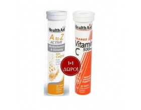Health Aid A to Z Active 20 αναβράζουσες ταμπλέτες + Vitamin C 500mg Πορτοκάλι 20 αναβράζουσες ταμπλέτες 