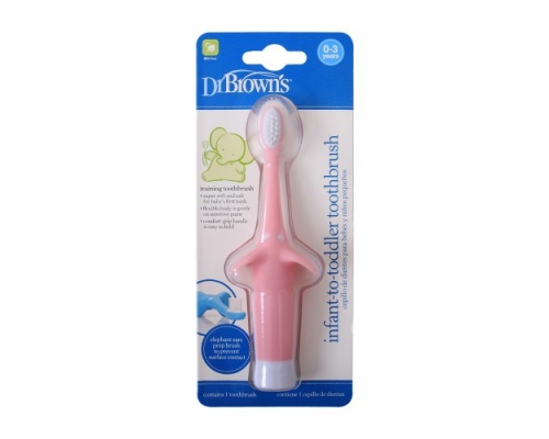 Dr. Brown's Infant toToddler Toothbrush Βρεφική Οδοντόβουρτσα 0-3 ετών, Ροζ Χρώμα, 1 τεμάχιο  