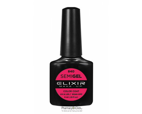 Elixir semigel uv/led, Ημιμόνιμο βερνίκι no840,Raspberry Pink, 8ml